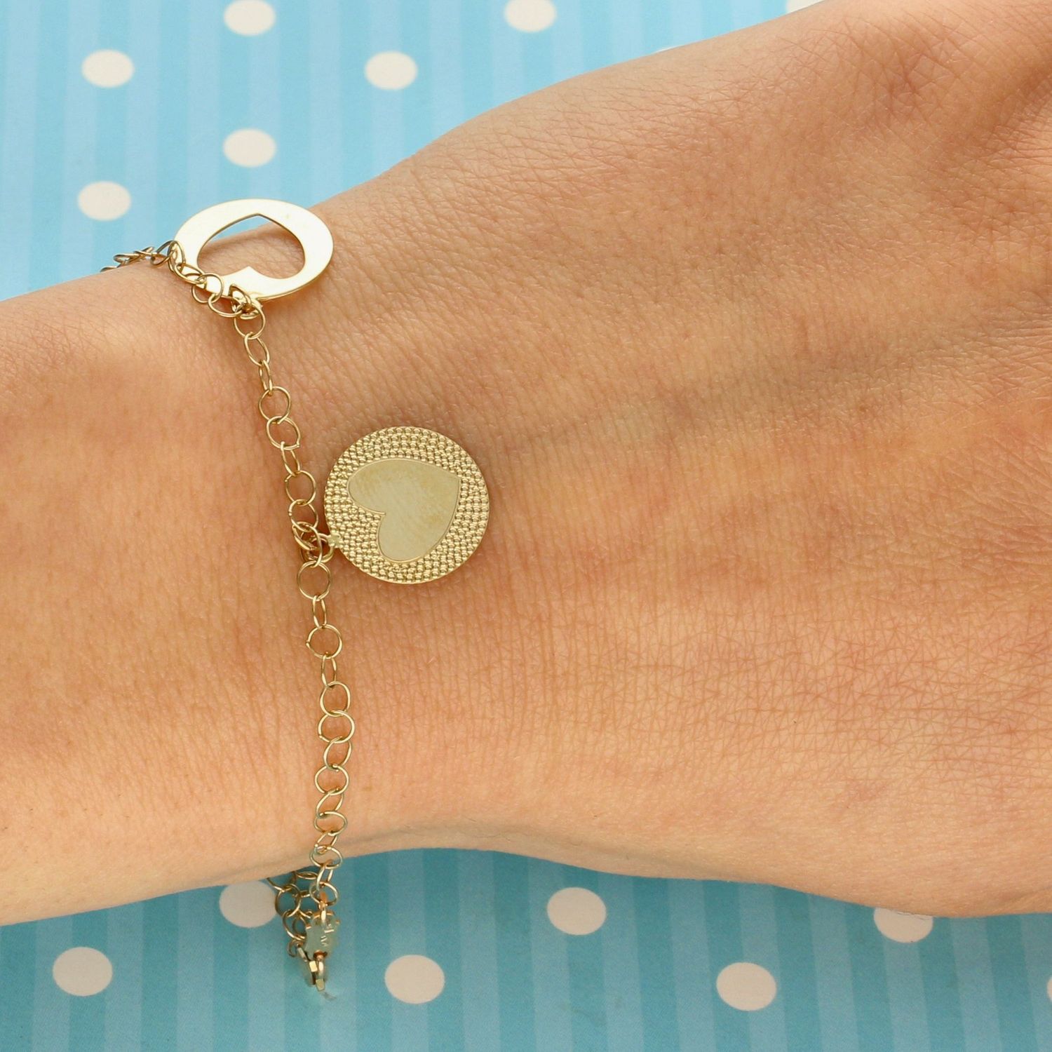 Złota bransoletka Dall'Acqua Gold łańcuszkowa z dwoma zawieszkami B FG 8944 (2).jpg